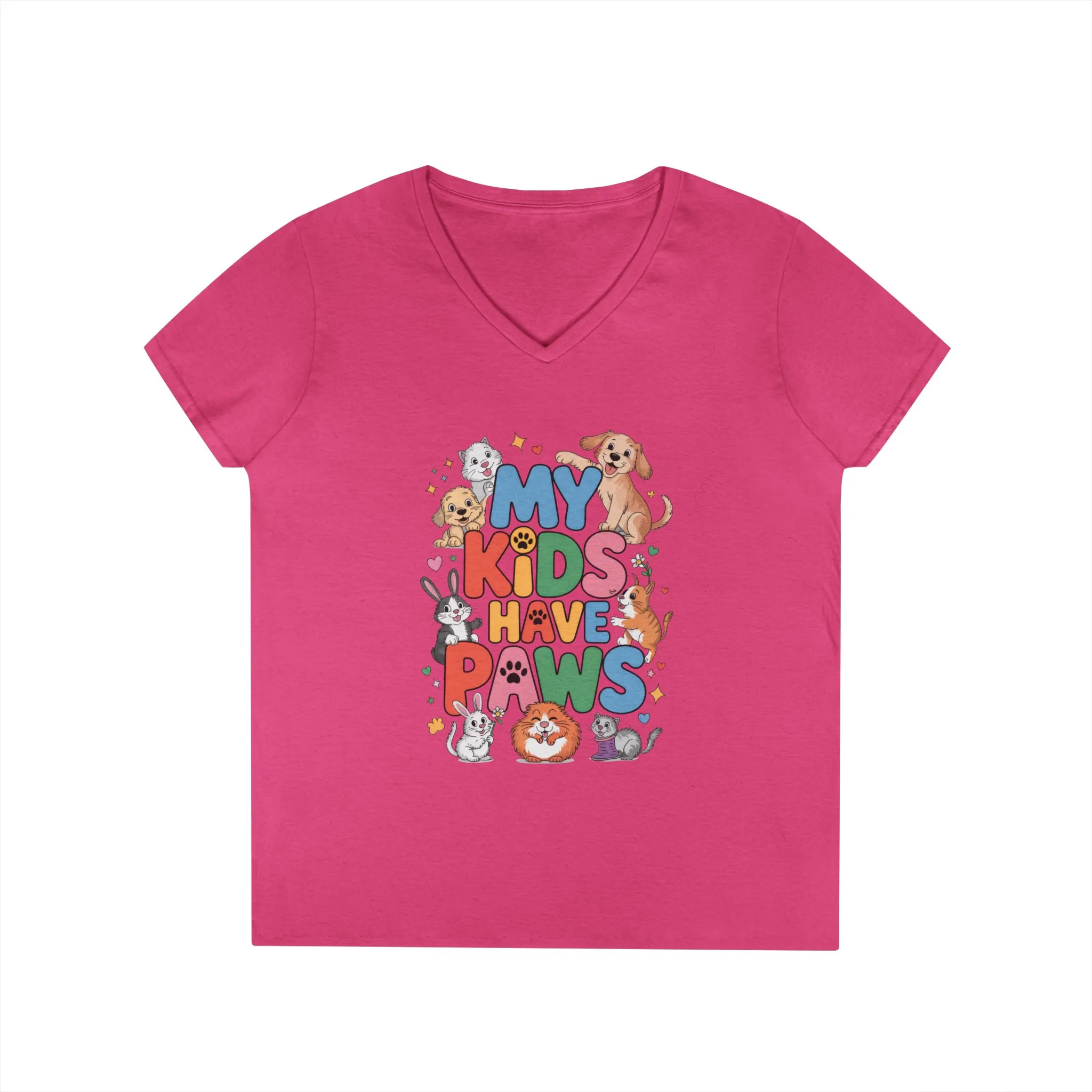 My Kids Have Paws V-Neck T-Shirt, Pet Lover Gift, Cute Animal Shirt, Cute Pet Mom Tee, Animal Parent T-Shirt, Dog Cat Bunny Lover Gift - Image 22