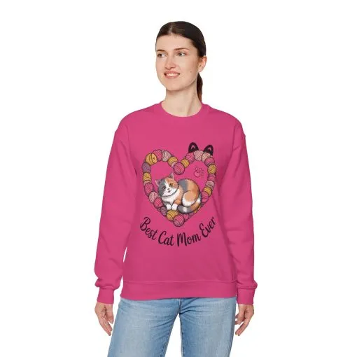 Best Cat Mom Ever Sweatshirt, Cozy Cat Lover Gift, Mother's Day Apparel, Pet Owner Sweatshirt, Cute Gift for Cat Moms, Yarn Themed - Image 27