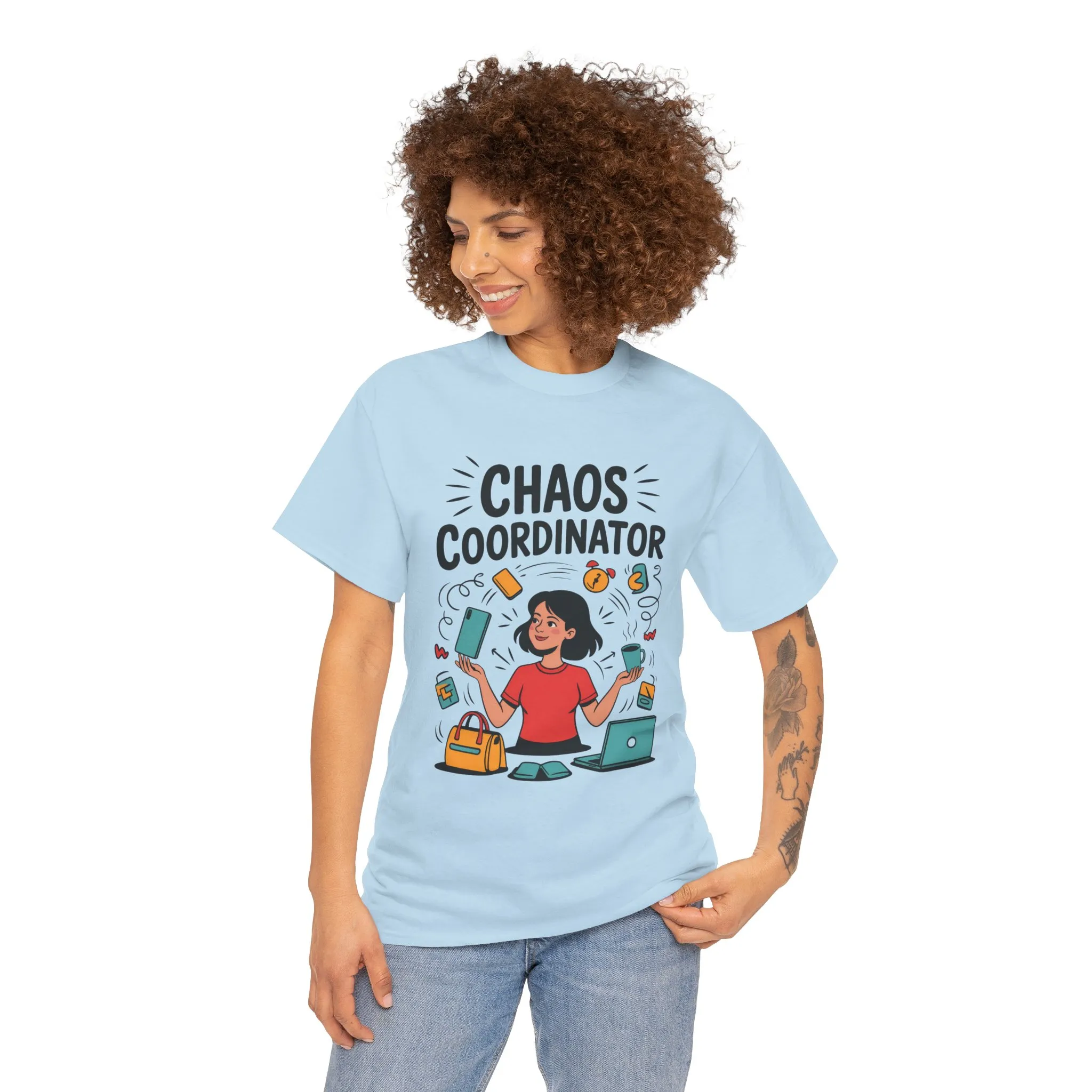 Chaos Coordinator Heavy Cotton Tee, Gift for Busy Moms, Mother's Day Gift, Funny Mom Life Shirt, Busy Life Humor T-Shirt - Image 20