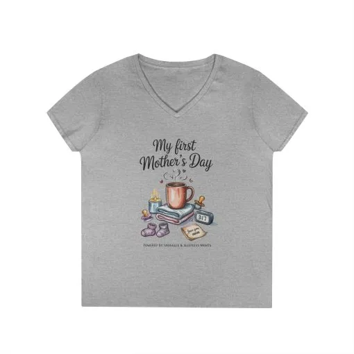 My First Mother's Day V-Neck T-Shirt, Cute Maternity Gift, Mother's Day Shirt, New Mom Outfit, Baby Shower Tee, New Mom Gift Tee - Image 3