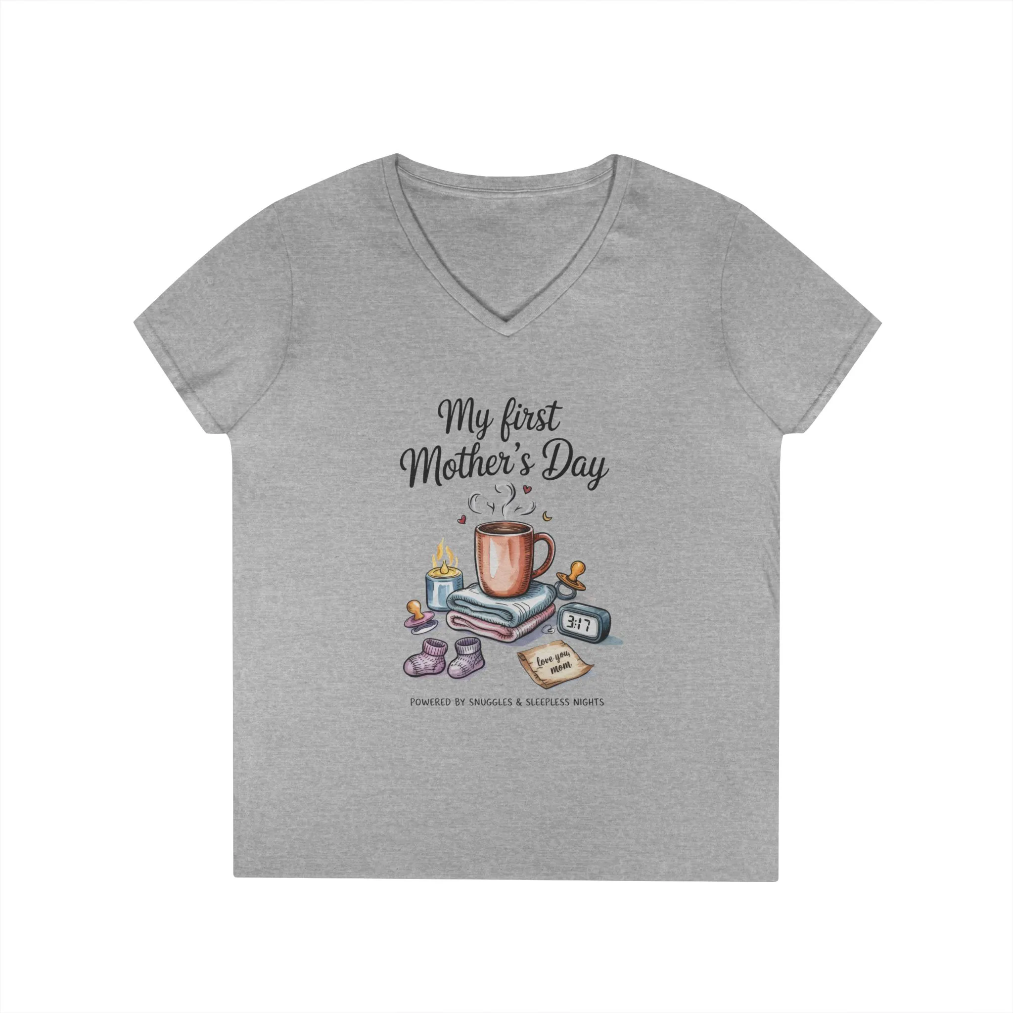 My First Mother's Day V-Neck T-Shirt, Cute Maternity Gift, Mother's Day Shirt, New Mom Outfit, Baby Shower Tee, New Mom Gift Tee - Image 3