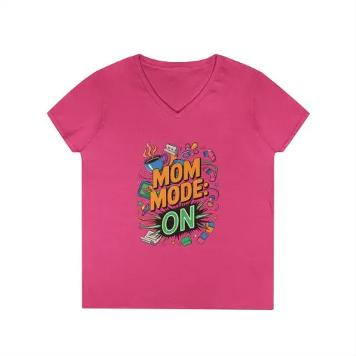 Mom Mode On Ladies V-Neck T-Shirt, Gift for Mom, Mother's Day Gift, Mother's Day Humor T-Shirt, Cute Mama Life Graphic Tee - Image 15