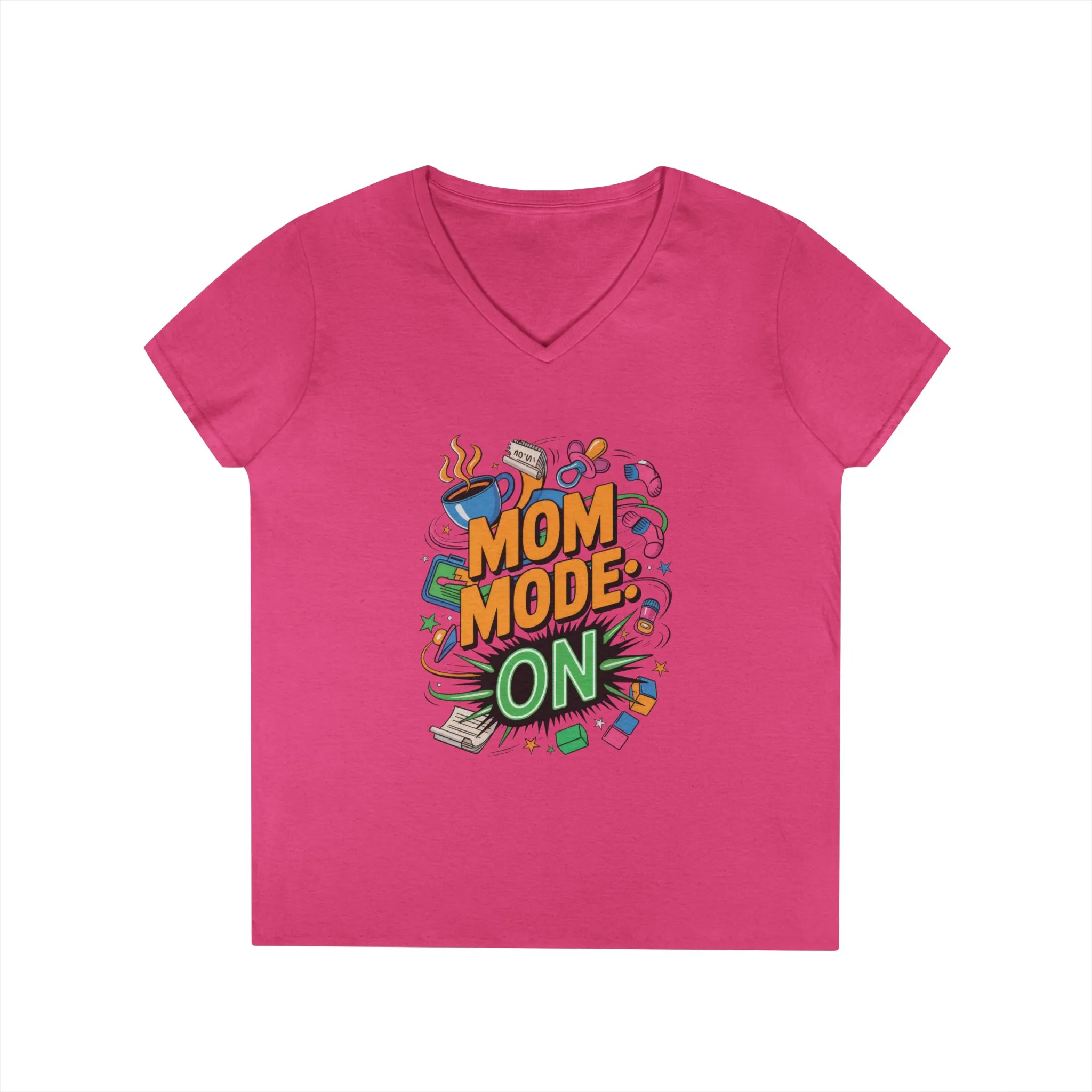 Mom Mode On Ladies V-Neck T-Shirt, Gift for Mom, Mother's Day Gift, Mother's Day Humor T-Shirt, Cute Mama Life Graphic Tee - Image 15