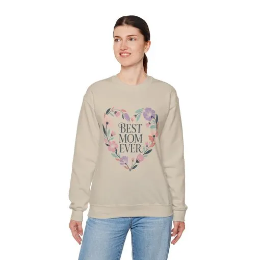 Best Mom Ever Sweatshirt - Perfect Gift for Mother's Day, Cozy Crewneck, Floral Design, Women's Gift, New Mom Gift - Image 18