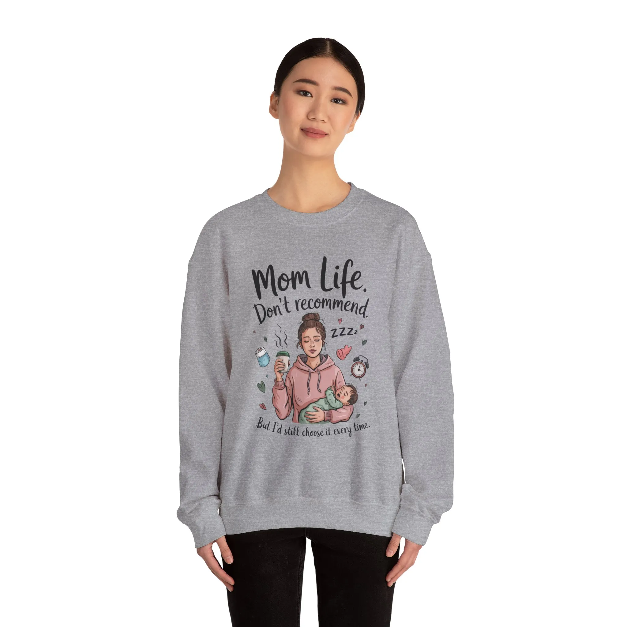 Mom Life Crewneck Sweatshirt, New Mom Gift, Cozy Everyday Wear, Funny Parent Apparel, Tired Mama Humor Tee - Image 15