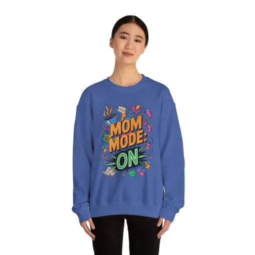 Mom Mode On Crewneck Sweatshirt, Gift for Mom, Mother's Day Humor T-Shirt, Cute Mama Life Graphic Tee, Mother's Day Gift - Image 47