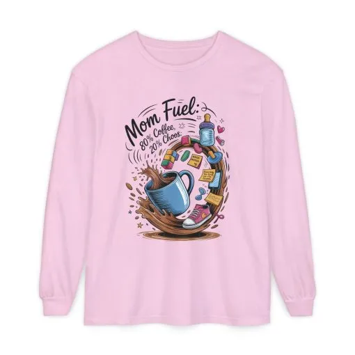 Mom Fuel Long Sleeve T-Shirt, Coffee Lovers Gift, Mother's Day Apparel, Cute Mom Shirt, Coffee Lover Mom Life Top, Coffee Lover's Tee - Image 17