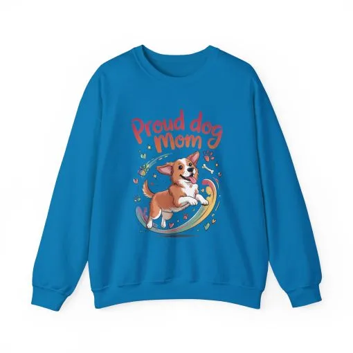 Proud Dog Mom Crewneck Sweatshirt, Pet Lover Gift, Dog Mom Apparel, Animal Lover Clothing, Gift for Dog Moms, Puppy Paw Rainbow Print - Image 41