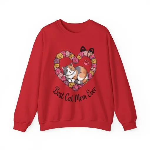 Best Cat Mom Ever Sweatshirt, Cozy Cat Lover Gift, Mother's Day Apparel, Pet Owner Sweatshirt, Cute Gift for Cat Moms, Yarn Themed - Image 34