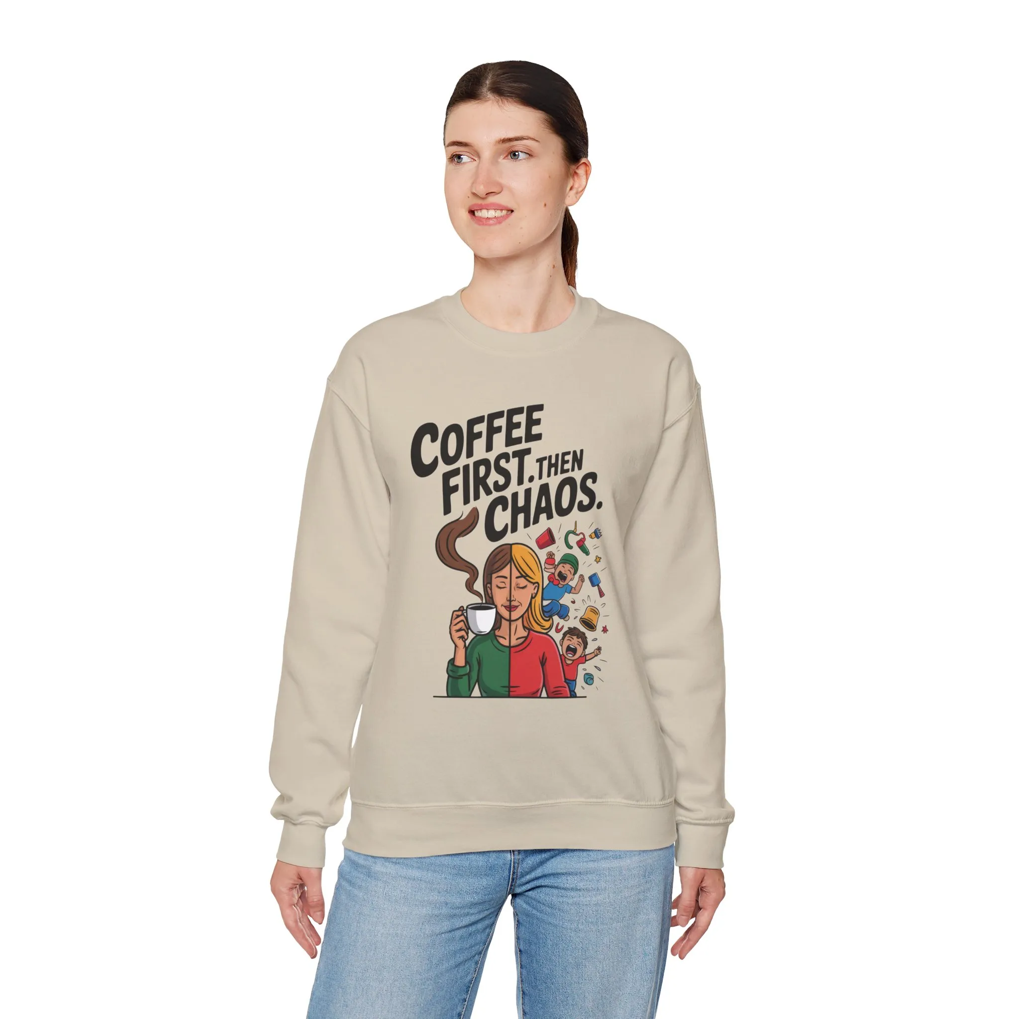 Coffee First Then Chaos Sweatshirt, Ideal Gift for Moms, Fun Casual Wear, Funny Mom Life Sweatshirt, Mother's Day Gift - Image 30