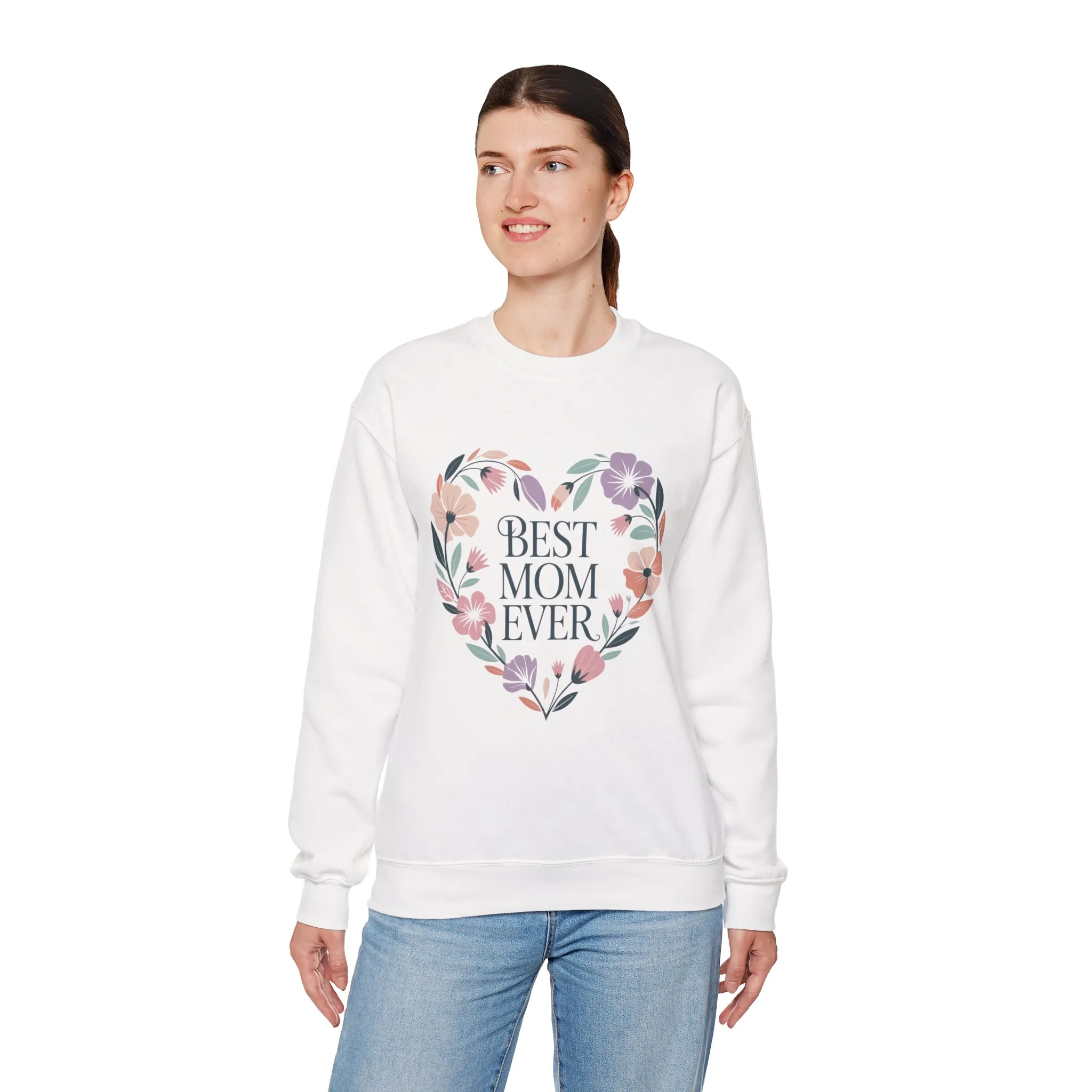 Best Mom Ever Sweatshirt - Perfect Gift for Mother's Day, Cozy Crewneck, Floral Design, Women's Gift, New Mom Gift - Image 3