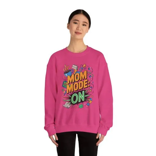 Mom Mode On Crewneck Sweatshirt, Gift for Mom, Mother's Day Humor T-Shirt, Cute Mama Life Graphic Tee, Mother's Day Gift - Image 31