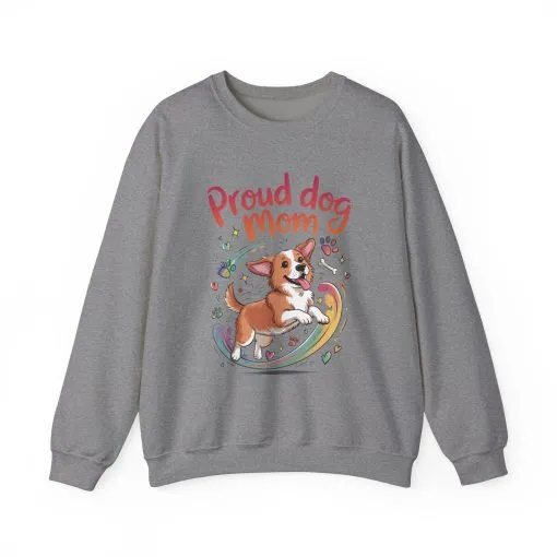 Proud Dog Mom Crewneck Sweatshirt, Pet Lover Gift, Dog Mom Apparel, Animal Lover Clothing, Gift for Dog Moms, Puppy Paw Rainbow Print - Image 29