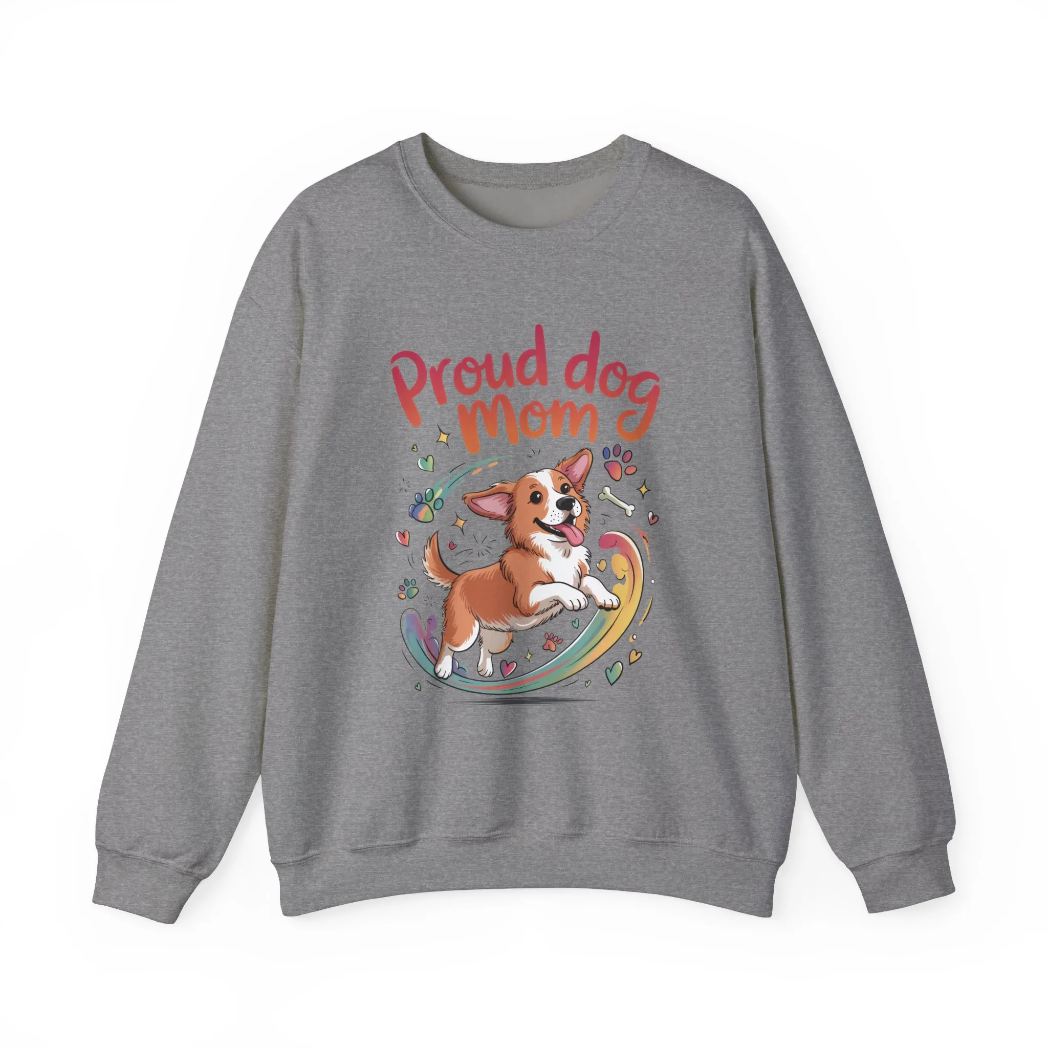 Proud Dog Mom Crewneck Sweatshirt, Pet Lover Gift, Dog Mom Apparel, Animal Lover Clothing, Gift for Dog Moms, Puppy Paw Rainbow Print - Image 29