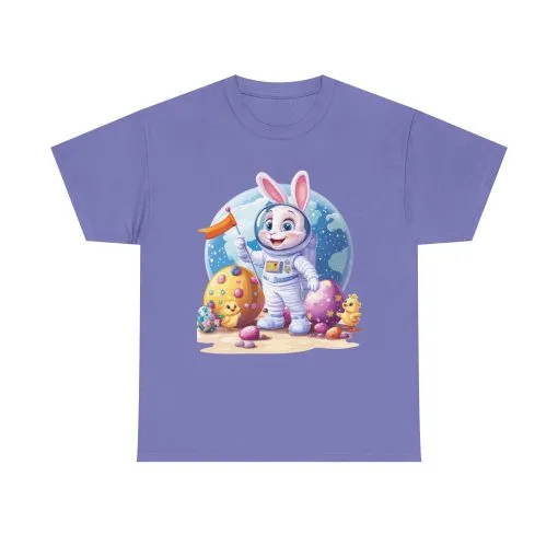 Space Bunny Unisex Heavy Cotton Tee - Cute Astronaut Design for Easter and Fun Occasions - Image 17