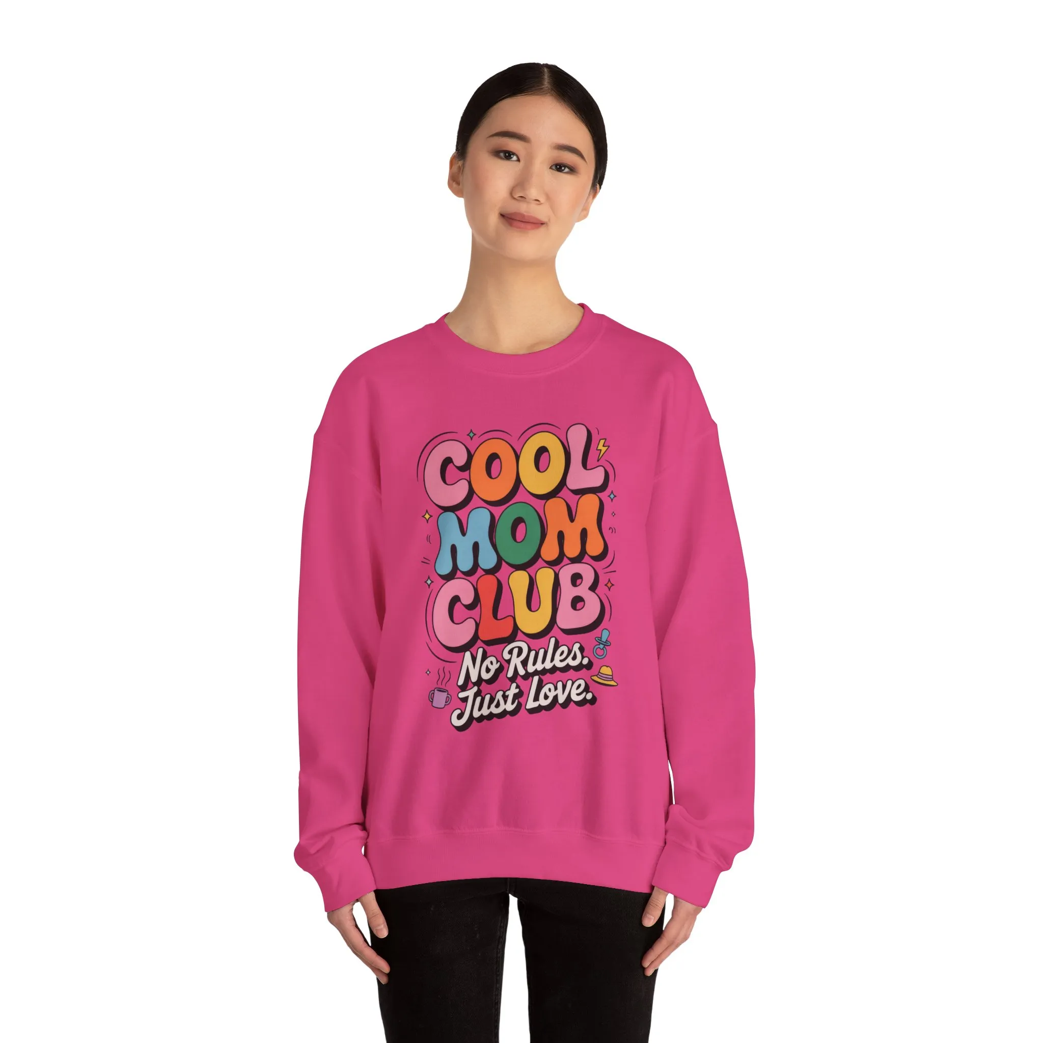 Cool Mom Club Sweatshirt, Gift for Moms, Mother's Day, No Rules Just Love, Retro Colorful Unisex Heavy Blend Crewneck - Image 26