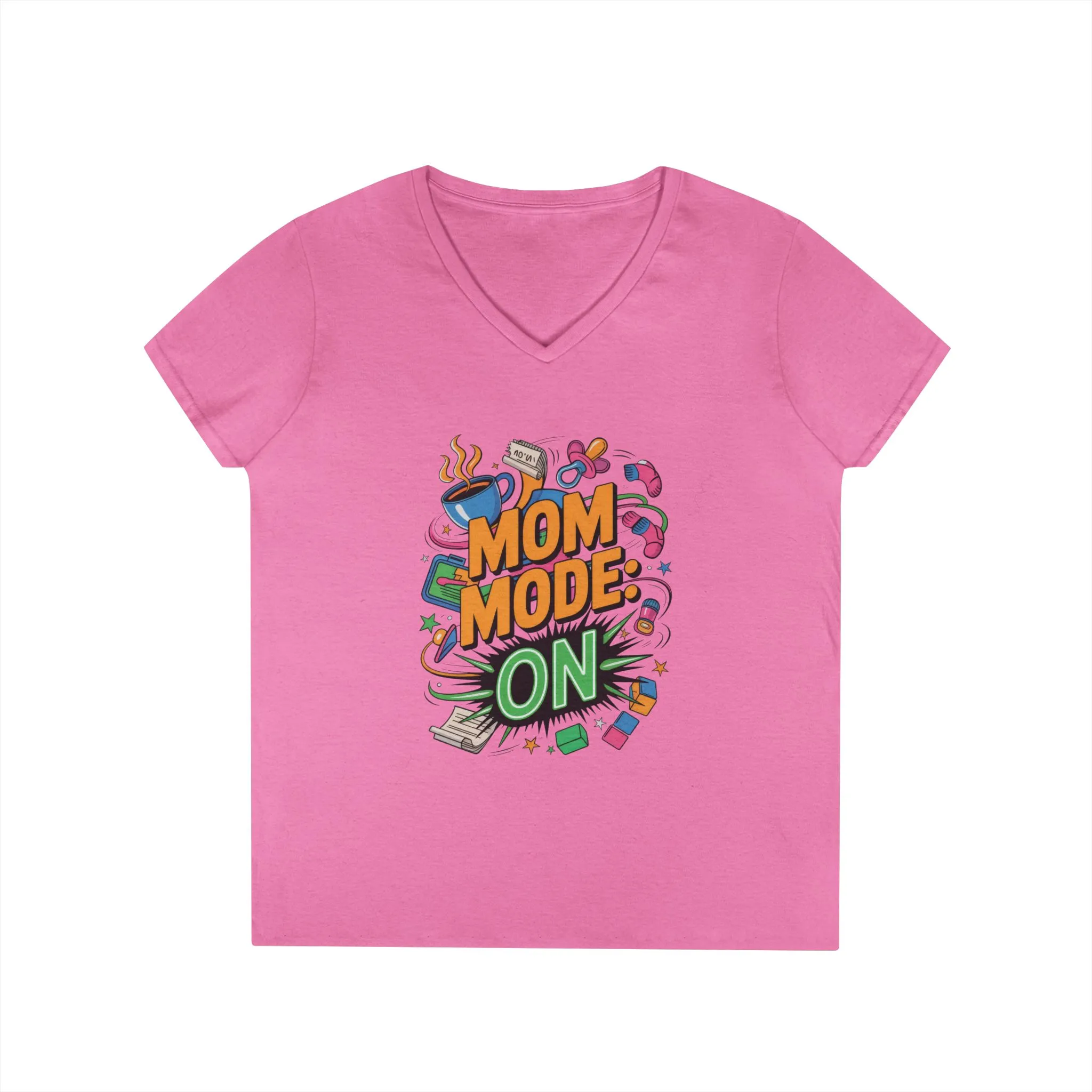 Mom Mode On Ladies V-Neck T-Shirt, Gift for Mom, Mother's Day Gift, Mother's Day Humor T-Shirt, Cute Mama Life Graphic Tee - Image 13