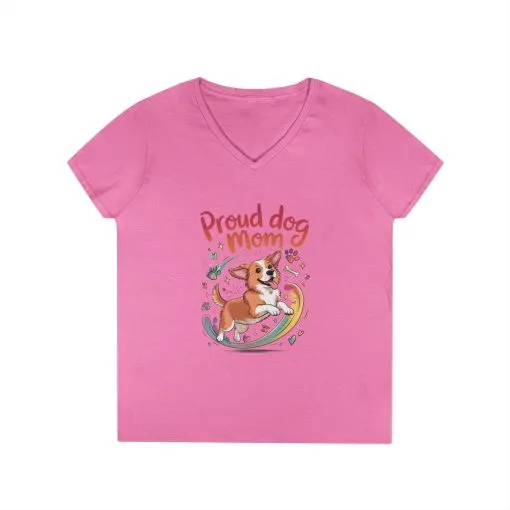 Proud Dog Mom V-Neck T-Shirt, Perfect Gift for Dog Lovers, Casual Wear for Dog Moms, Dog Appreciation Day, Dog Mom Gift - Image 13