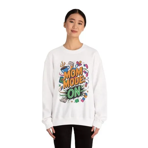 Mom Mode On Crewneck Sweatshirt, Gift for Mom, Mother's Day Humor T-Shirt, Cute Mama Life Graphic Tee, Mother's Day Gift - Image 35