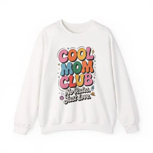 Cool Mom Club Sweatshirt, Gift for Moms, Mother's Day, No Rules Just Love, Retro Colorful Unisex Heavy Blend Crewneck - Image 4