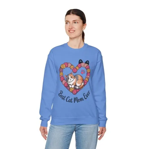 Best Cat Mom Ever Sweatshirt, Cozy Cat Lover Gift, Mother's Day Apparel, Pet Owner Sweatshirt, Cute Gift for Cat Moms, Yarn Themed - Image 18