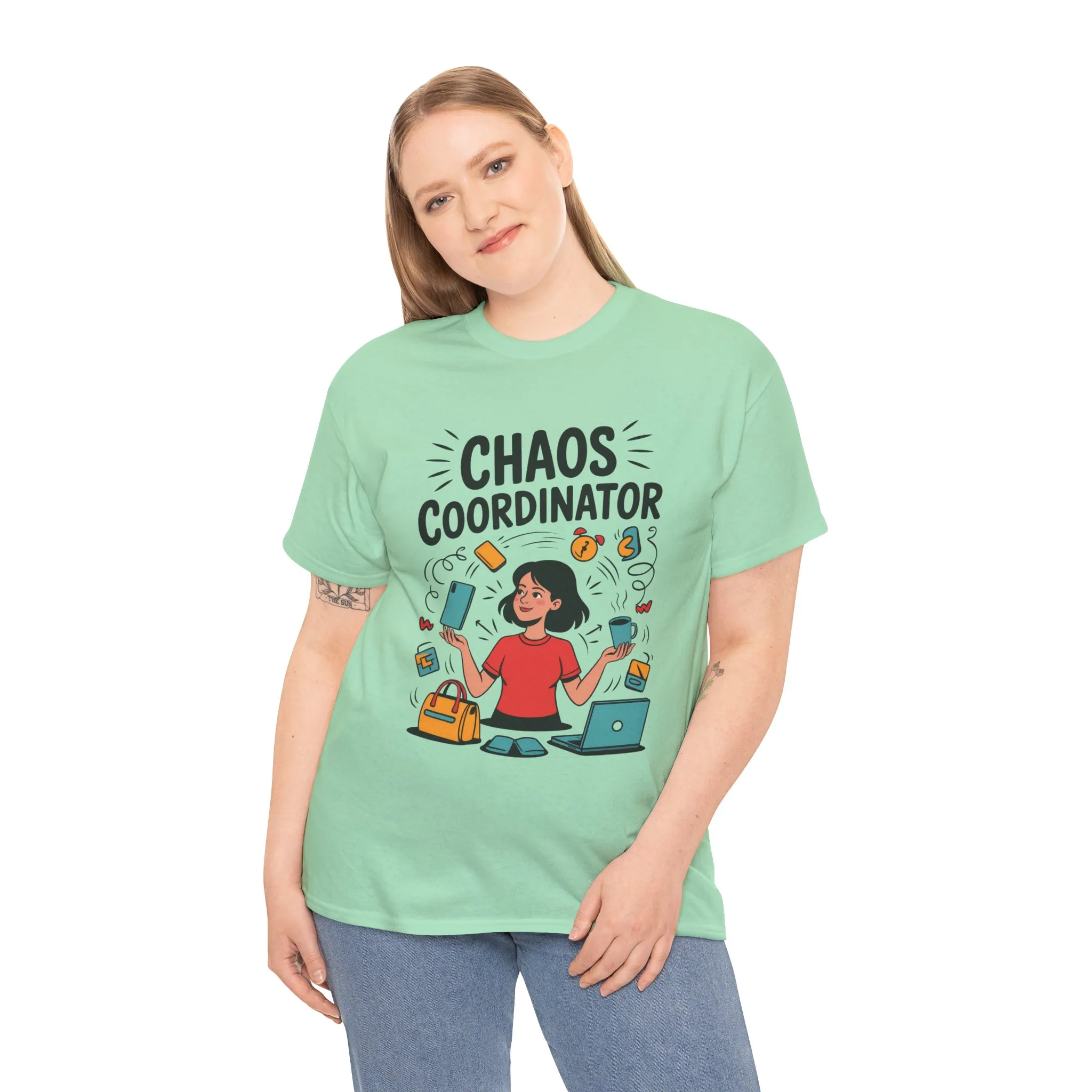 Chaos Coordinator Heavy Cotton Tee, Gift for Busy Moms, Mother's Day Gift, Funny Mom Life Shirt, Busy Life Humor T-Shirt - Image 15
