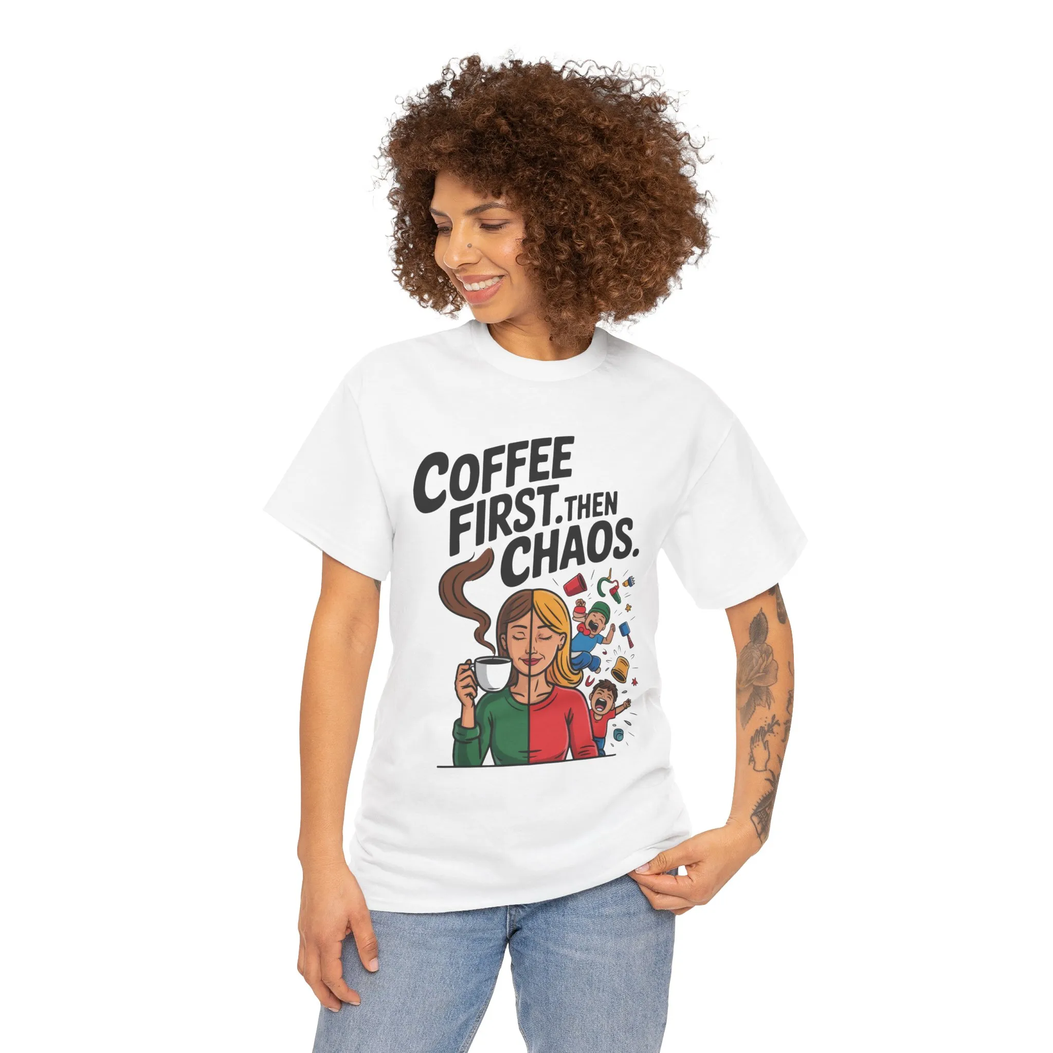 Coffee First Then Chaos Funny Mom Life Tee, Mother's Day Gift, Mom Humor Tee, mom graphic tee, caffeine lover tee - Image 5