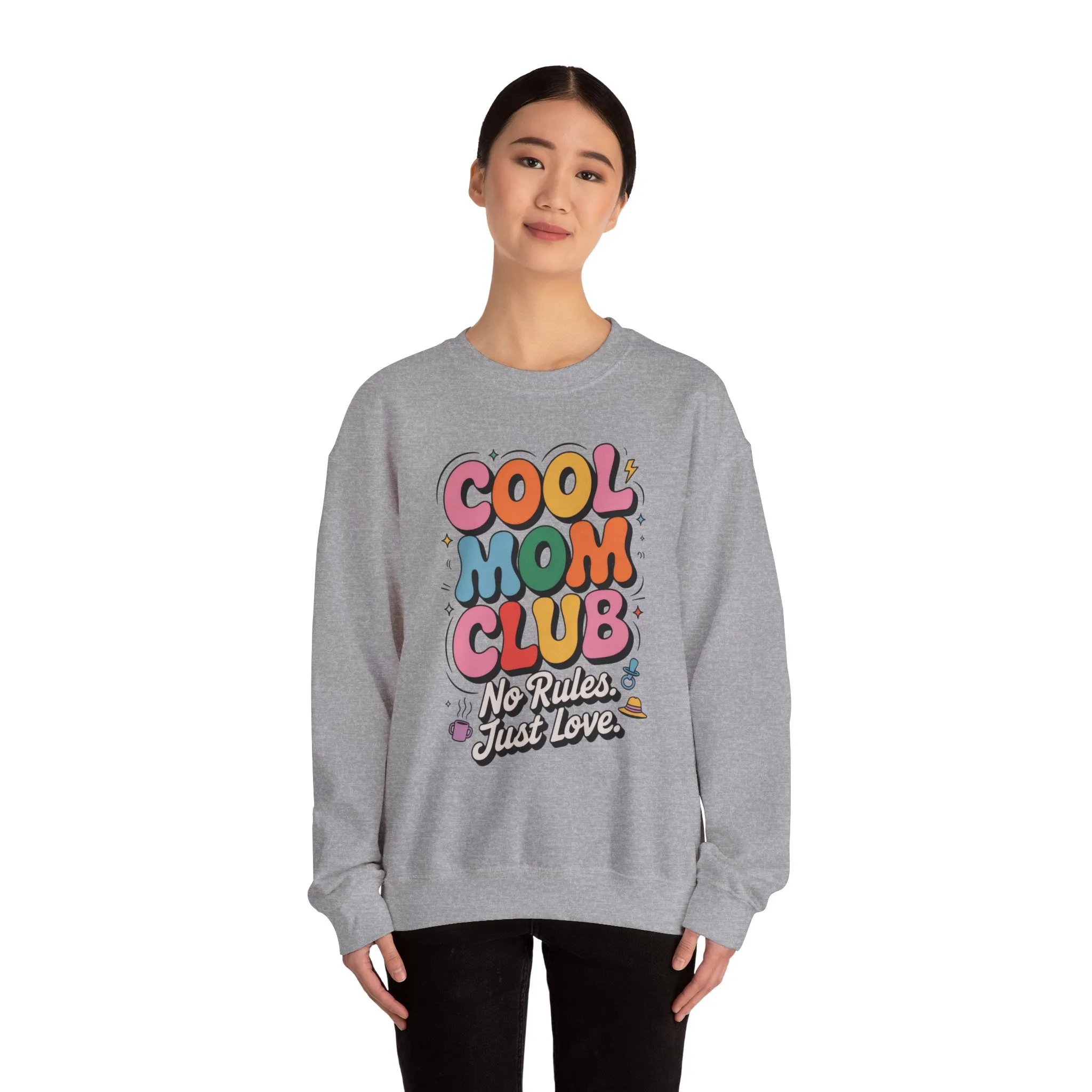 Cool Mom Club Sweatshirt, Gift for Moms, Mother's Day, No Rules Just Love, Retro Colorful Unisex Heavy Blend Crewneck - Image 8