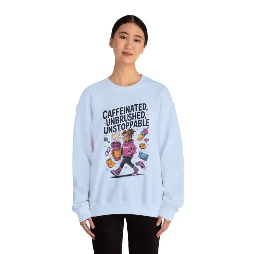 Caffeinated Mom Sweatshirt, Funny Mom Life Quote, Mother's Day Gift,New Mother Tired Mother Gift, Coffee Lover Gift, Coffee Addict Mom - Image 14