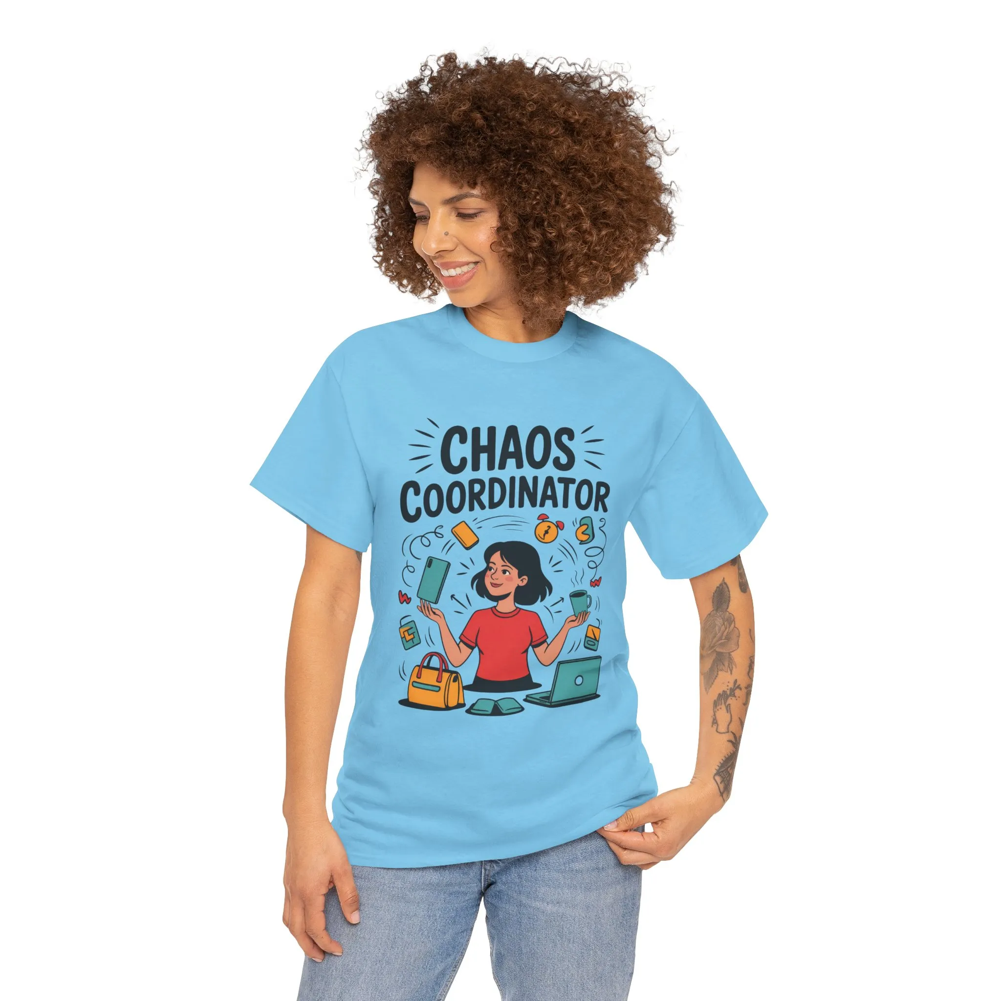 Chaos Coordinator Heavy Cotton Tee, Gift for Busy Moms, Mother's Day Gift, Funny Mom Life Shirt, Busy Life Humor T-Shirt - Image 18
