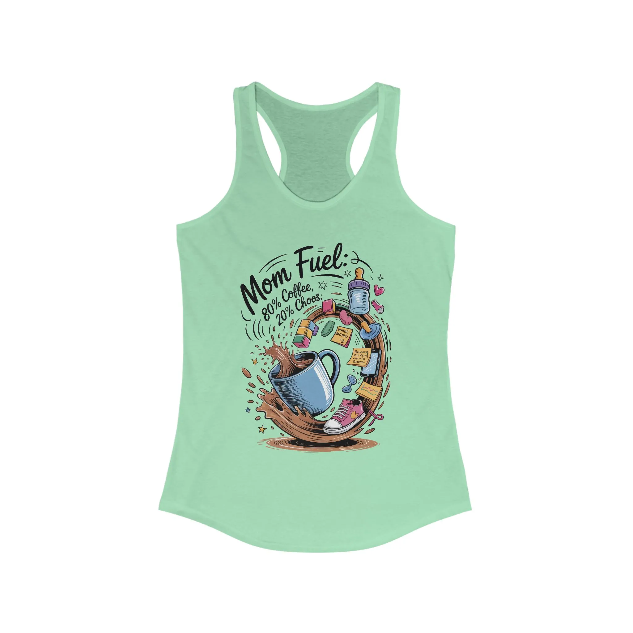 Mom Fuel Racerback Tank - Perfect for Moms, Coffee Lovers, Workout Gear, Casual Wear, Mother's Day Gift, tired mom shirt, mom life tee - Image 7