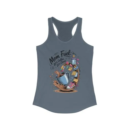 Mom Fuel Racerback Tank - Perfect for Moms, Coffee Lovers, Workout Gear, Casual Wear, Mother's Day Gift, tired mom shirt, mom life tee - Image 19
