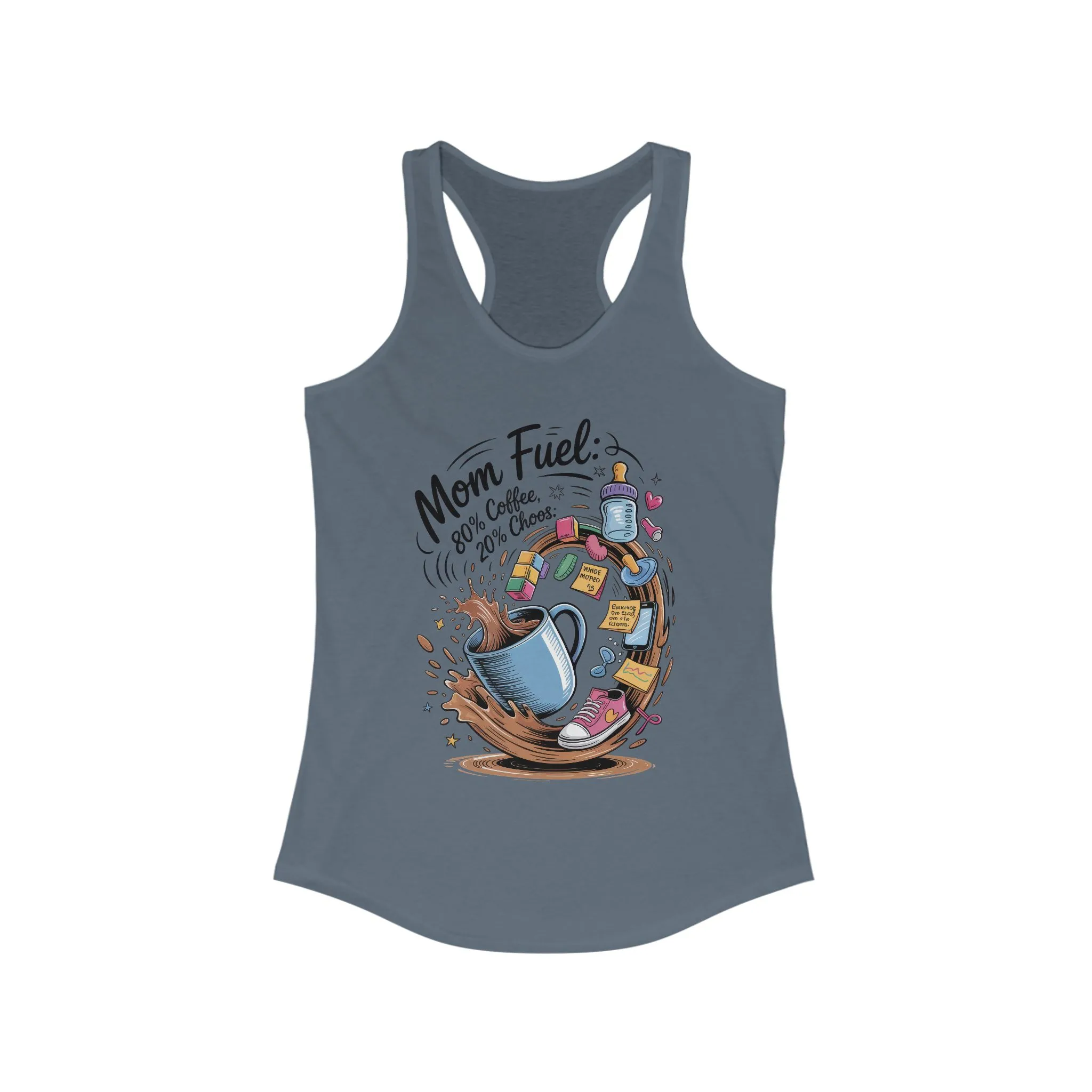 Mom Fuel Racerback Tank - Perfect for Moms, Coffee Lovers, Workout Gear, Casual Wear, Mother's Day Gift, tired mom shirt, mom life tee - Image 19