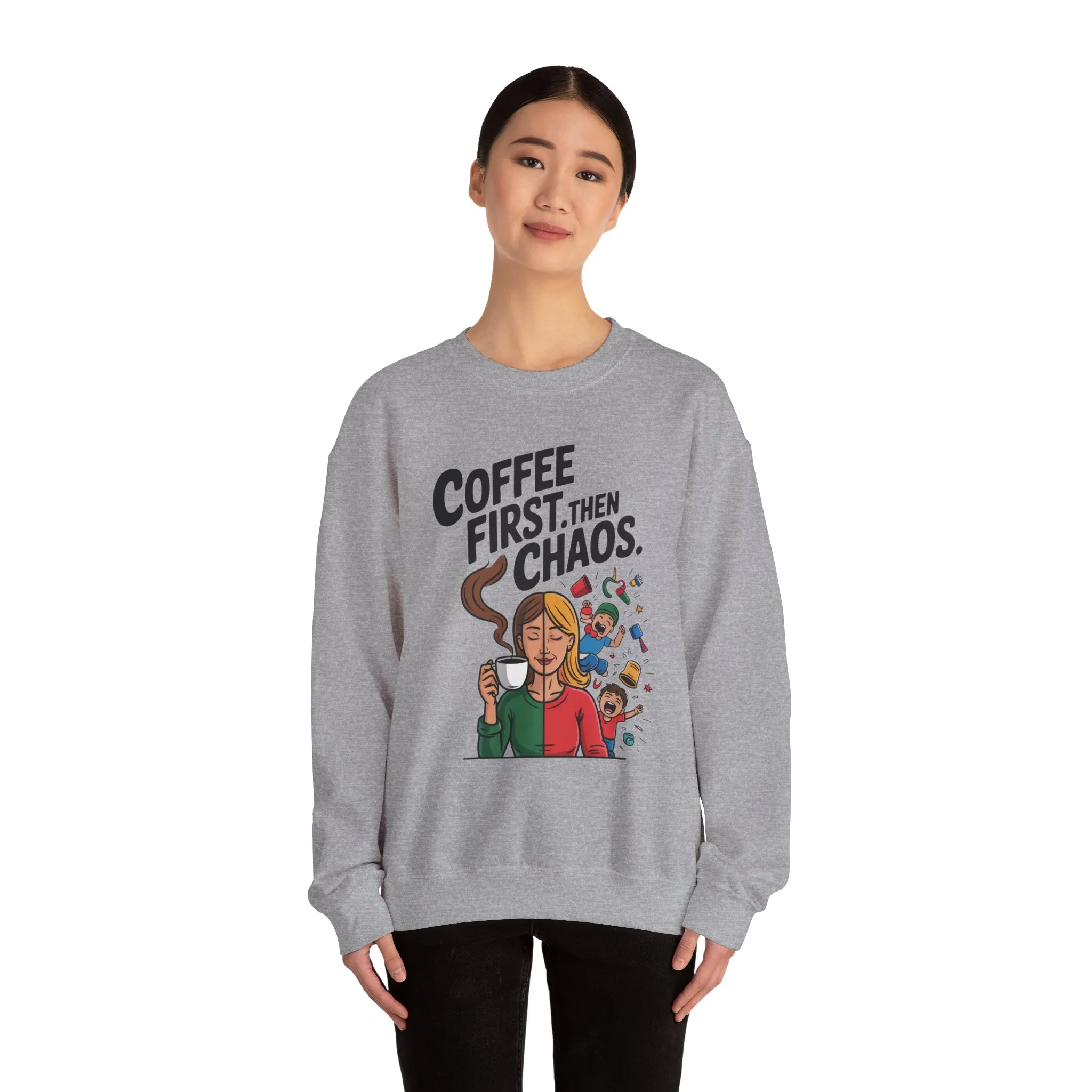 Coffee First Then Chaos Sweatshirt, Ideal Gift for Moms, Fun Casual Wear, Funny Mom Life Sweatshirt, Mother's Day Gift - Image 8