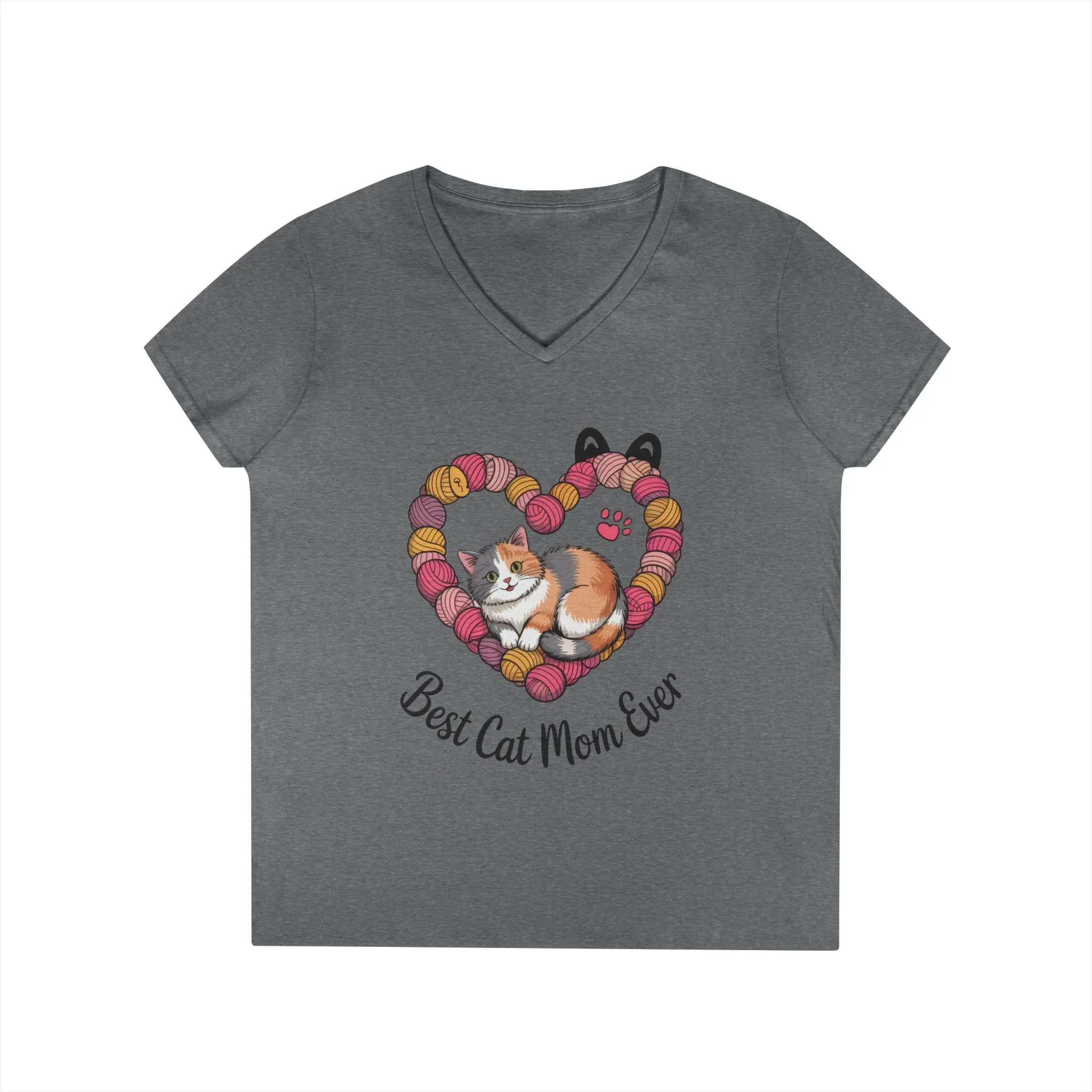 Best Cat Mom V-Neck T-Shirt, Gifts for Cat Lovers, Pet Mom Tee, Cute Cat Shirt, Animal Lover Apparel, Mother's Day Gift - Image 5