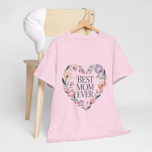Floral Best Mom Ever Tee, Mother's Day Gift, Mom Appreciation Gift, Floral Heart Cotton Tee - Image 16