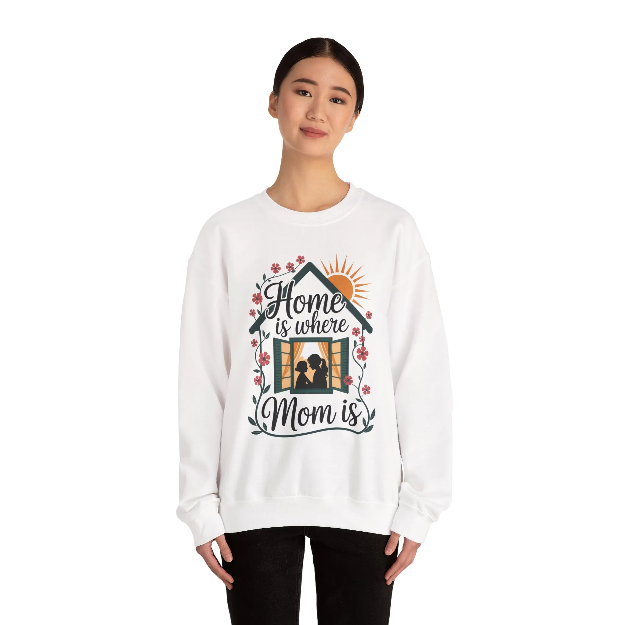 Home Is Where Mom Is Sweatshirt, Mother's Day Cotton Sweatshirt, Cute Family Gift for Mom, Sentimental Mom Gift, mother's day Gift - Image 5