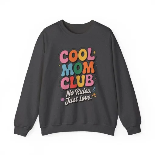 Cool Mom Club Sweatshirt, Gift for Moms, Mother's Day, No Rules Just Love, Retro Colorful Unisex Heavy Blend Crewneck - Image 34