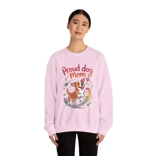 Proud Dog Mom Crewneck Sweatshirt, Pet Lover Gift, Dog Mom Apparel, Animal Lover Clothing, Gift for Dog Moms, Puppy Paw Rainbow Print - Image 27