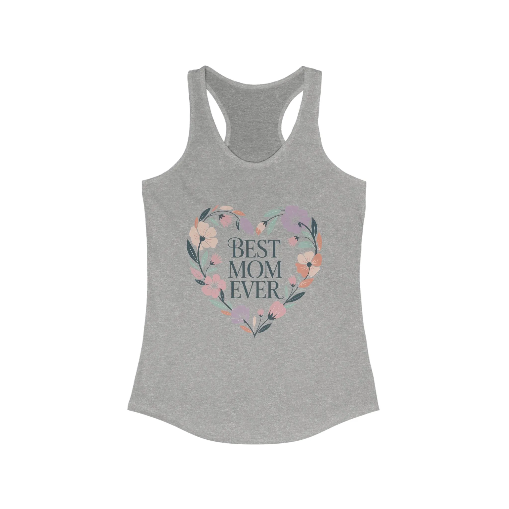 Best Mom Ever Racerback Tank, Gift for Mom, Mother's Day Shirt, Floral Heart Tank, Summer Workout Top, Family Celebration Apparel - Image 11