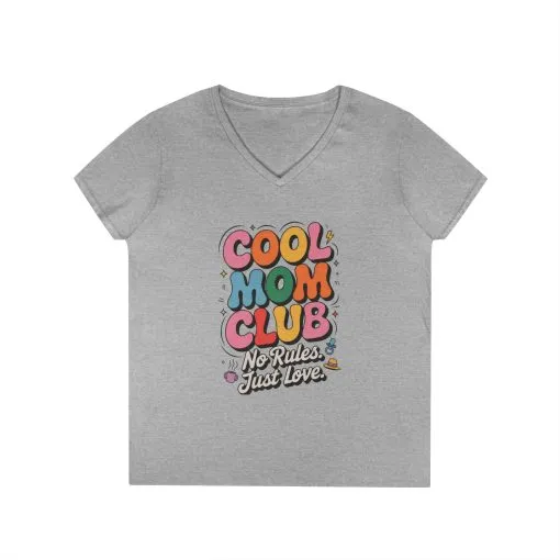 Cool Mom Club V-Neck T-Shirt, Fun Mom Shirt, Gift for Moms, Casual Graphic Tee, Mother's Day Gift, No Rules Just Love - Image 3