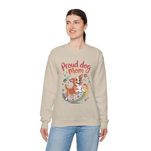 Proud Dog Mom Crewneck Sweatshirt, Pet Lover Gift, Dog Mom Apparel, Animal Lover Clothing, Gift for Dog Moms, Puppy Paw Rainbow Print - Image 12