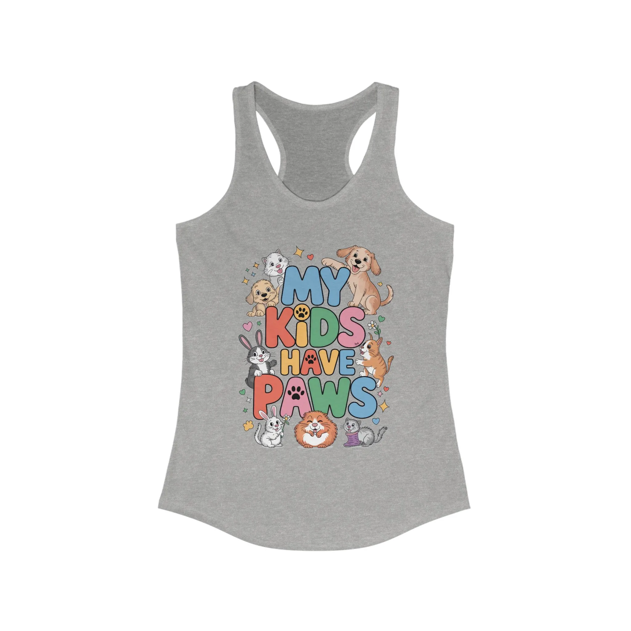 My Kids Have Paws Racerback Tank, Pet Lover Gift, Cute Animal Top, Cute Pet Mom Tee, Animal Parent Top, Dog Cat Bunny Lover Gift - Image 3