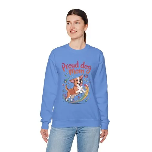 Proud Dog Mom Crewneck Sweatshirt, Pet Lover Gift, Dog Mom Apparel, Animal Lover Clothing, Gift for Dog Moms, Puppy Paw Rainbow Print - Image 24