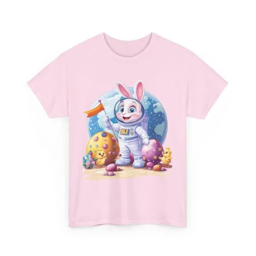 Space Bunny Unisex Heavy Cotton Tee - Cute Astronaut Design for Easter and Fun Occasions - Image 22