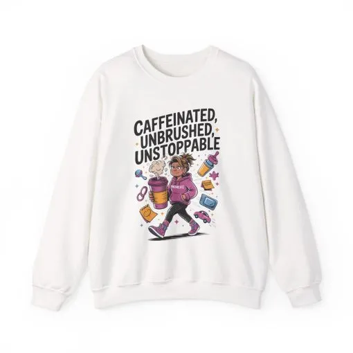 Caffeinated Mom Sweatshirt, Funny Mom Life Quote, Mother's Day Gift,New Mother Tired Mother Gift, Coffee Lover Gift, Coffee Addict Mom - Image 4