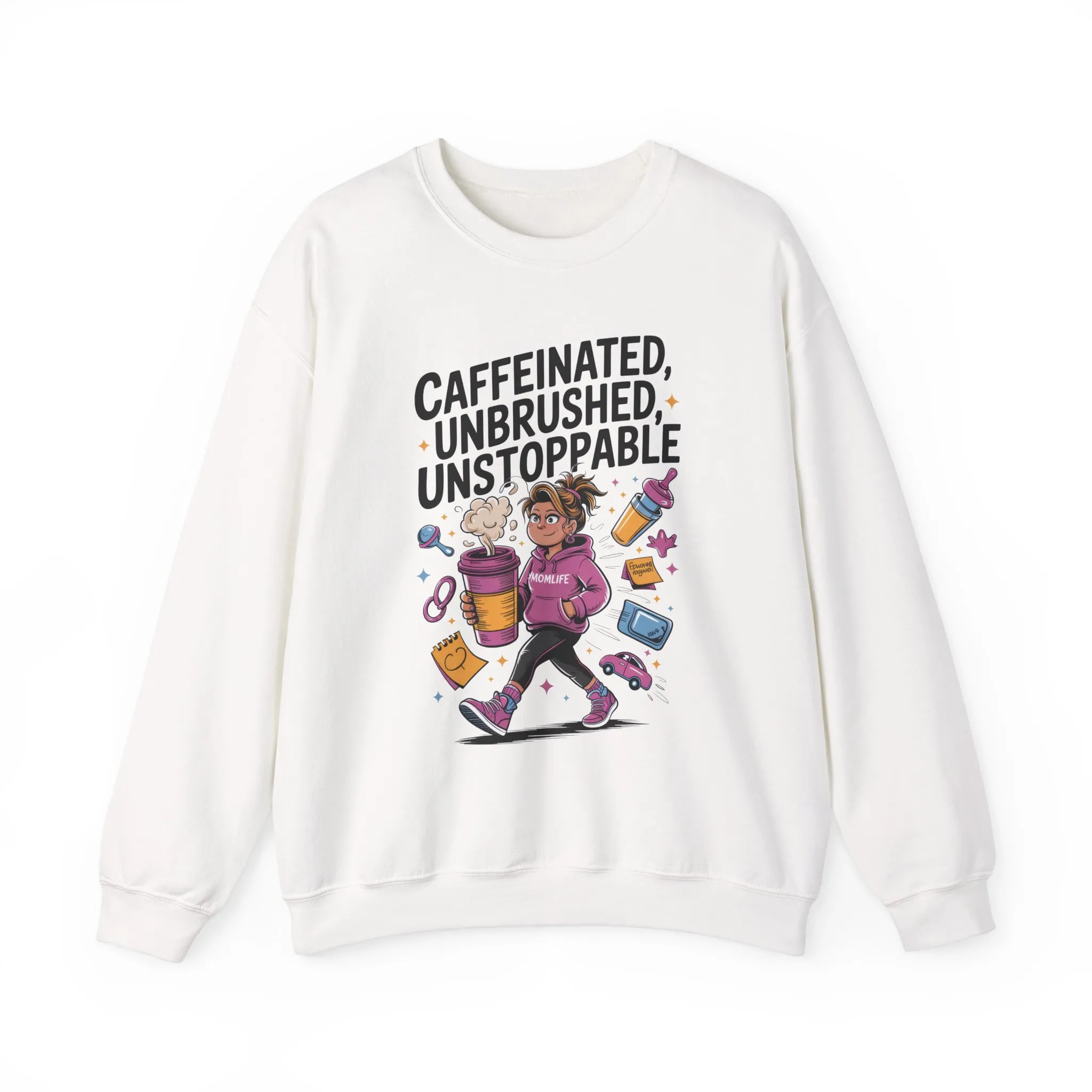 Caffeinated Mom Sweatshirt, Funny Mom Life Quote, Mother's Day Gift,New Mother Tired Mother Gift, Coffee Lover Gift, Coffee Addict Mom - Image 4