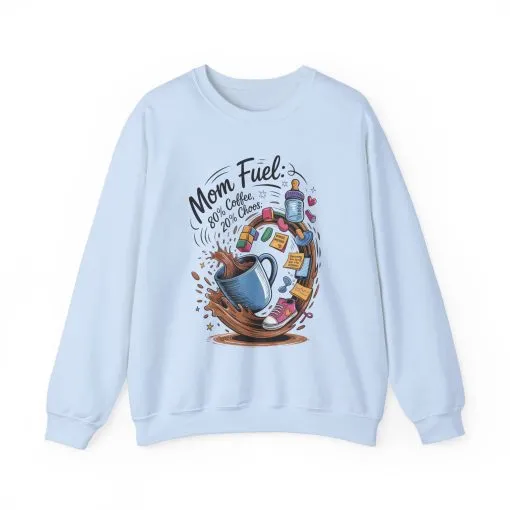 Mom Fuel Unisex Crewneck Sweatshirt, Perfect for Coffee Lovers, Gifts for Moms, Cozy Casual Wear, Funny Graphic Sweatshirt, Mother's Day - Image 2