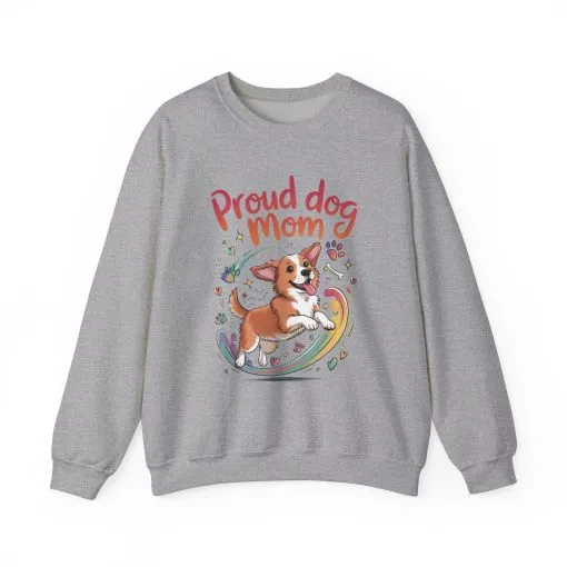 Proud Dog Mom Crewneck Sweatshirt, Pet Lover Gift, Dog Mom Apparel, Animal Lover Clothing, Gift for Dog Moms, Puppy Paw Rainbow Print - Image 13