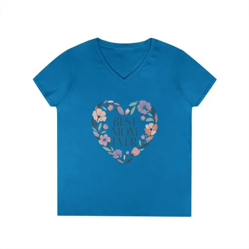 Best Mom Ever Floral V-Neck T-Shirt, Gift for Mom, Mother's Day Shirt, Floral Tee, Mothers Day Gift Shirt - Image 7